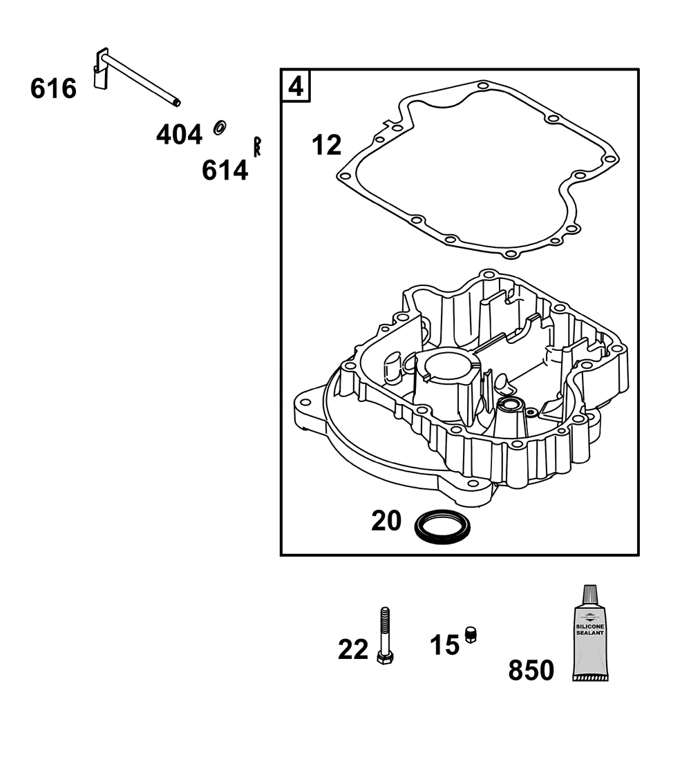 Crankcase Cover/Sump Group Diagram and Parts List for 21R507-0014-H5  Briggs and Stratton Engine